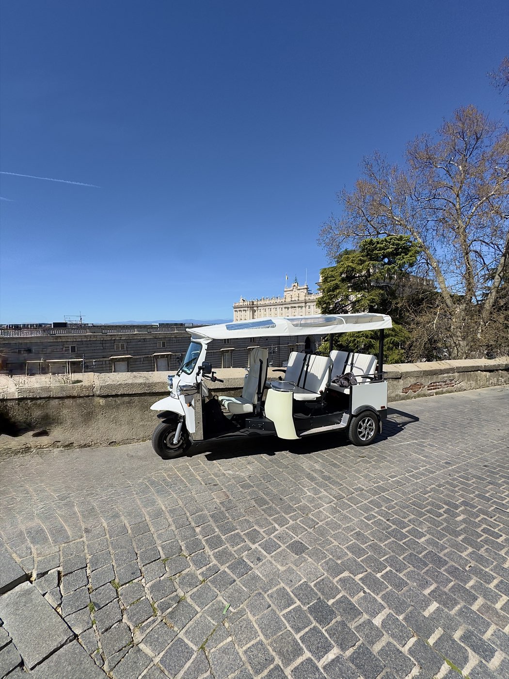Tuk tuk de Madrid Tuk Tours junto al Palacio Real
